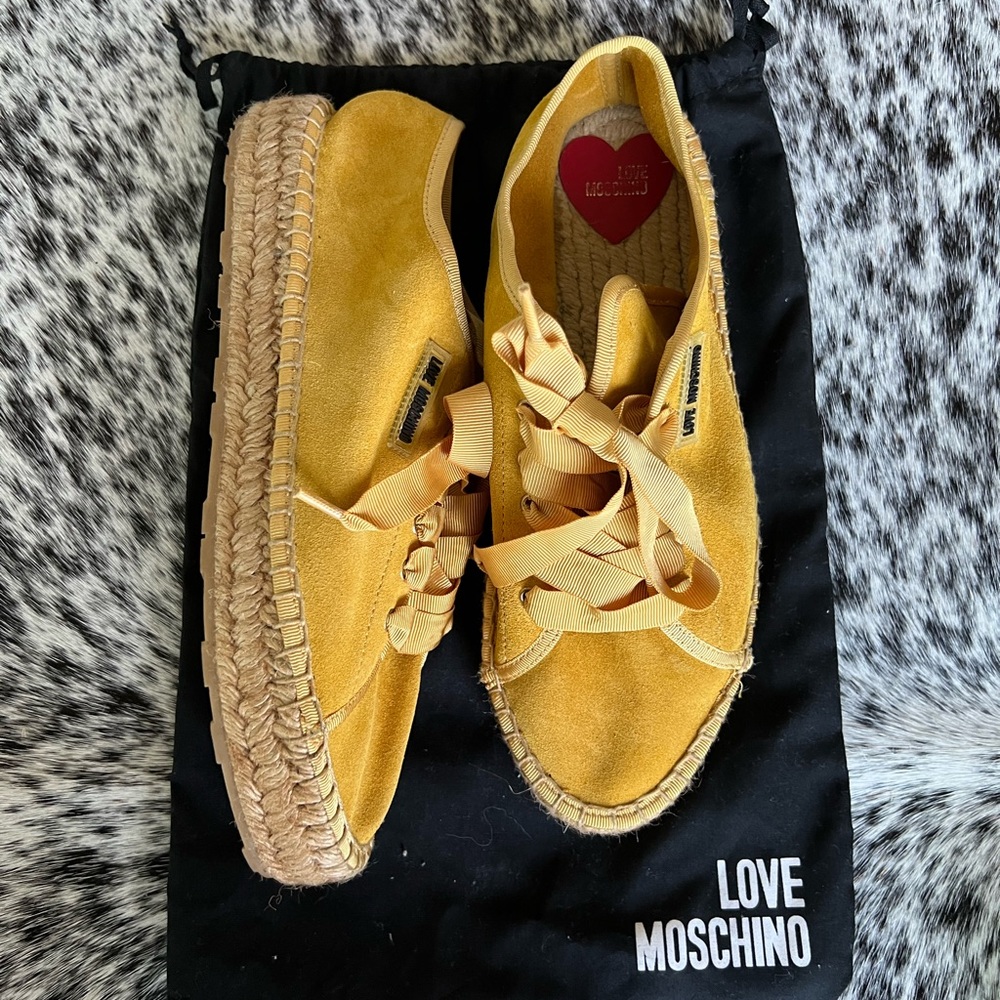 Love Moschino Yellow Espadrille Platform Sneakers